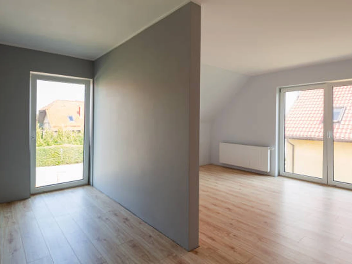 Interior painting empty grey room in the Cotswolds by Cotswolds Decorators