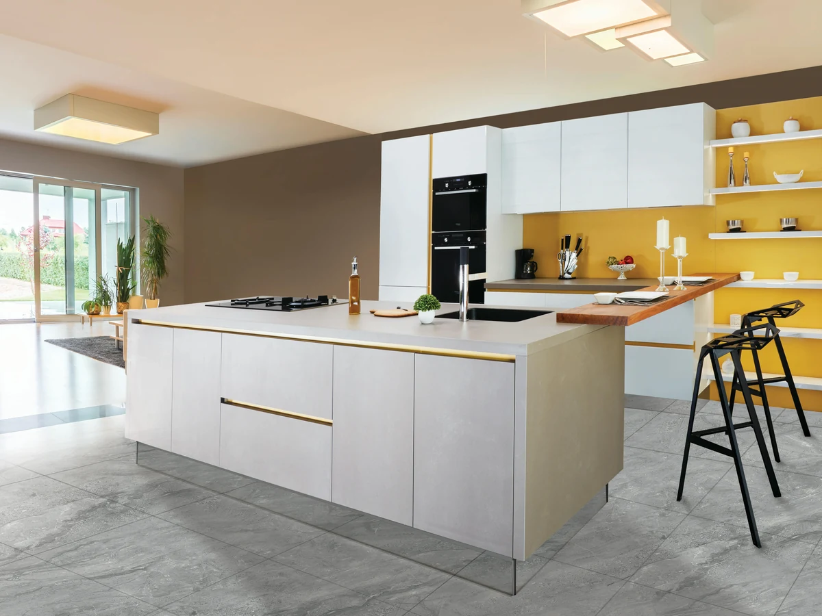 Bright modern kitchen with freshly painted white cabinets by Cotswolds Decorators